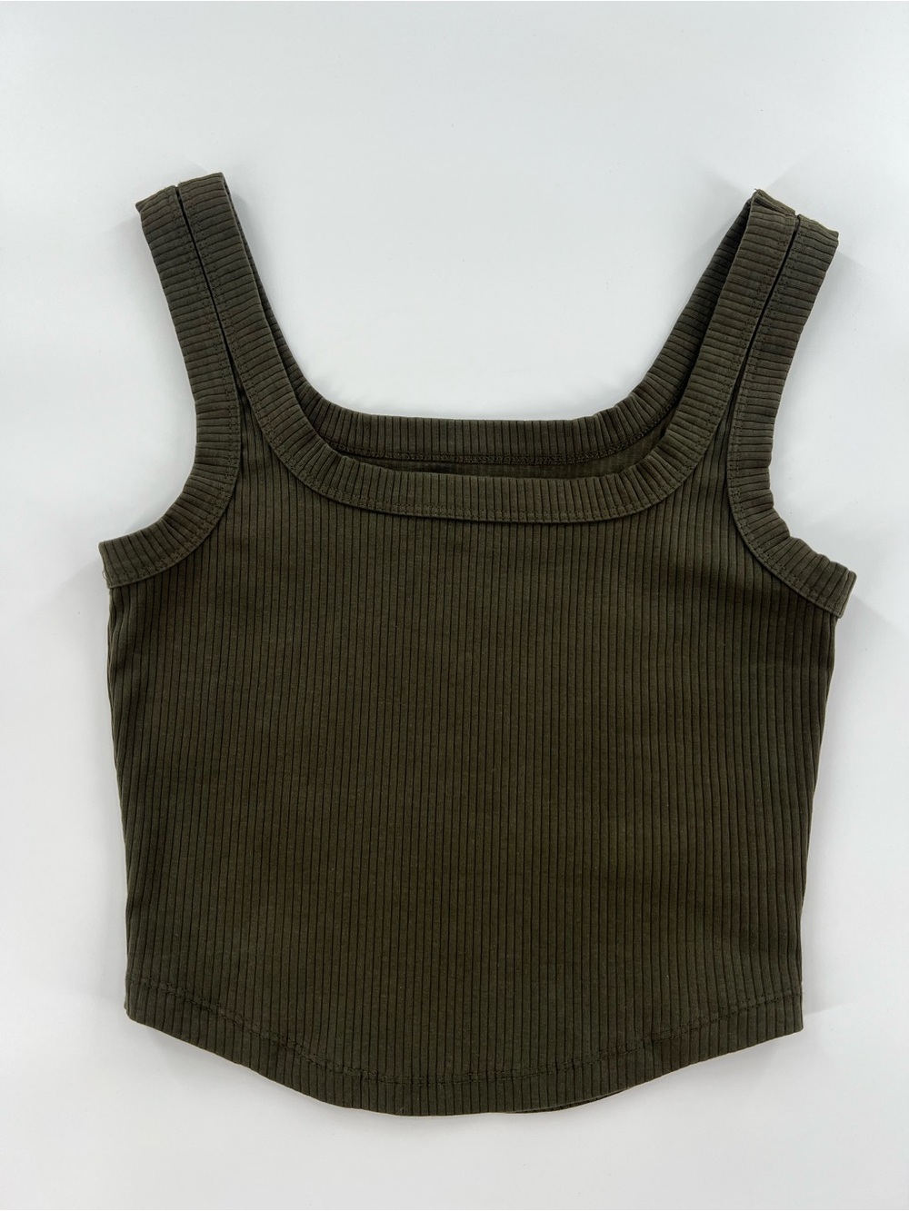 Madewell Olive Ribbed Square Neck Tank